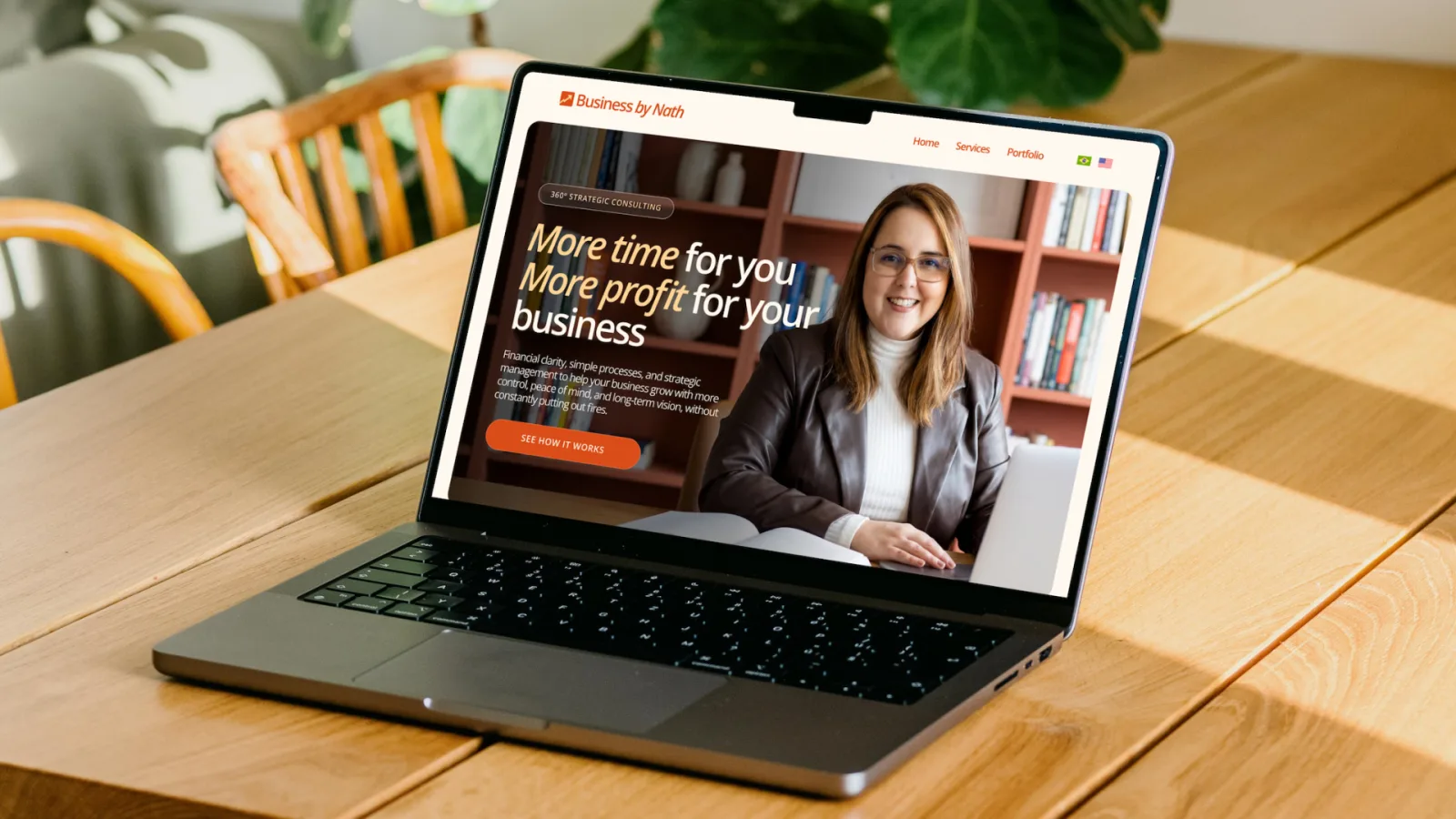 Business by Nath website shown on a laptop